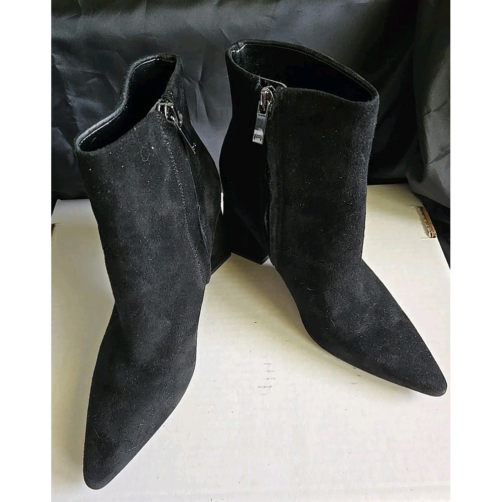 MARC FISHER Shoes Women's Size 6M Black Suede‎ Block Heels Ankle Boots Bootie